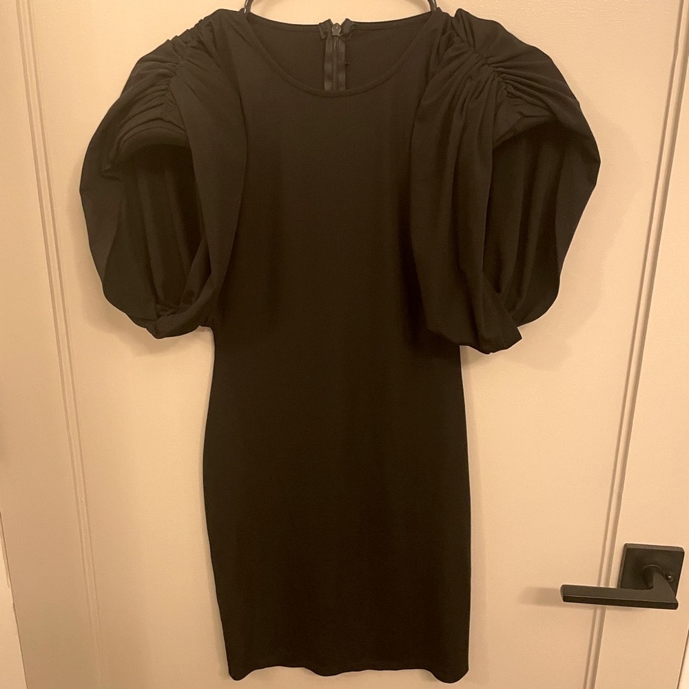 Black Mini Dress With Padded Shoulders